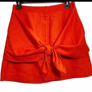 TIBI Linen Viscose Mini Skirt With Removable Tie